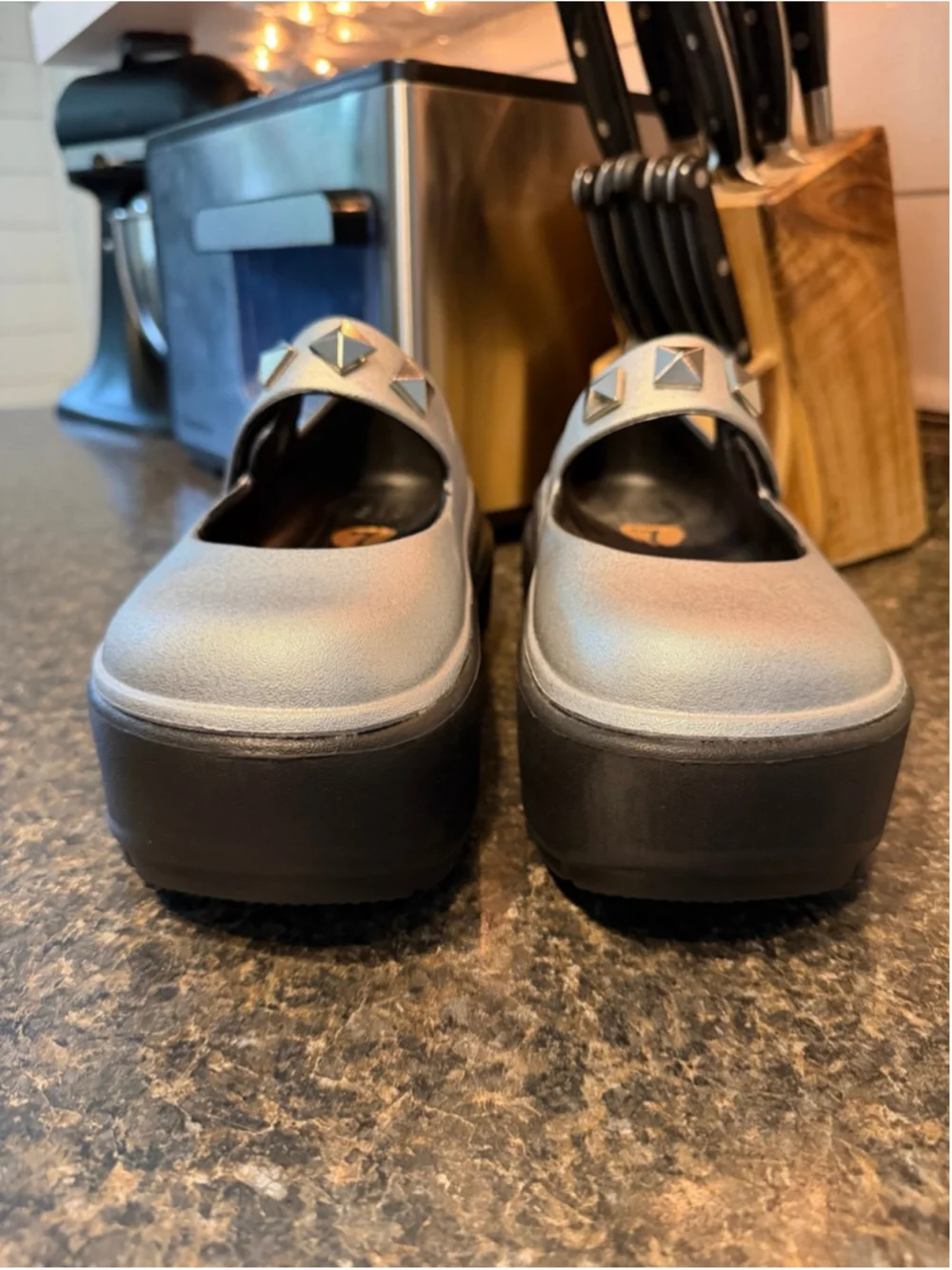 New Crocs STOMP METALLIC MARY JANE Platform Wedge Silver Shoes